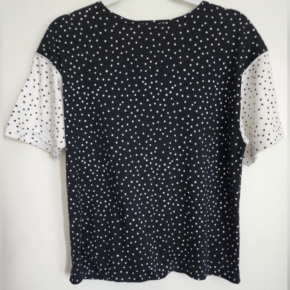 Simple Addition 90's Colorblock Polka Dot Pullover Short Sleeve Top Ladies Sz L - Picture 7 of 7